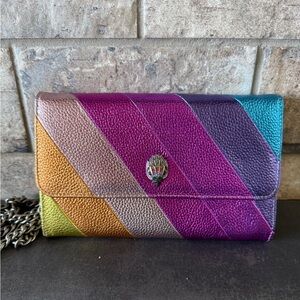 Kurt Geiger Metallic Rainbow Leather Wallet-On-Chain - Multicolor